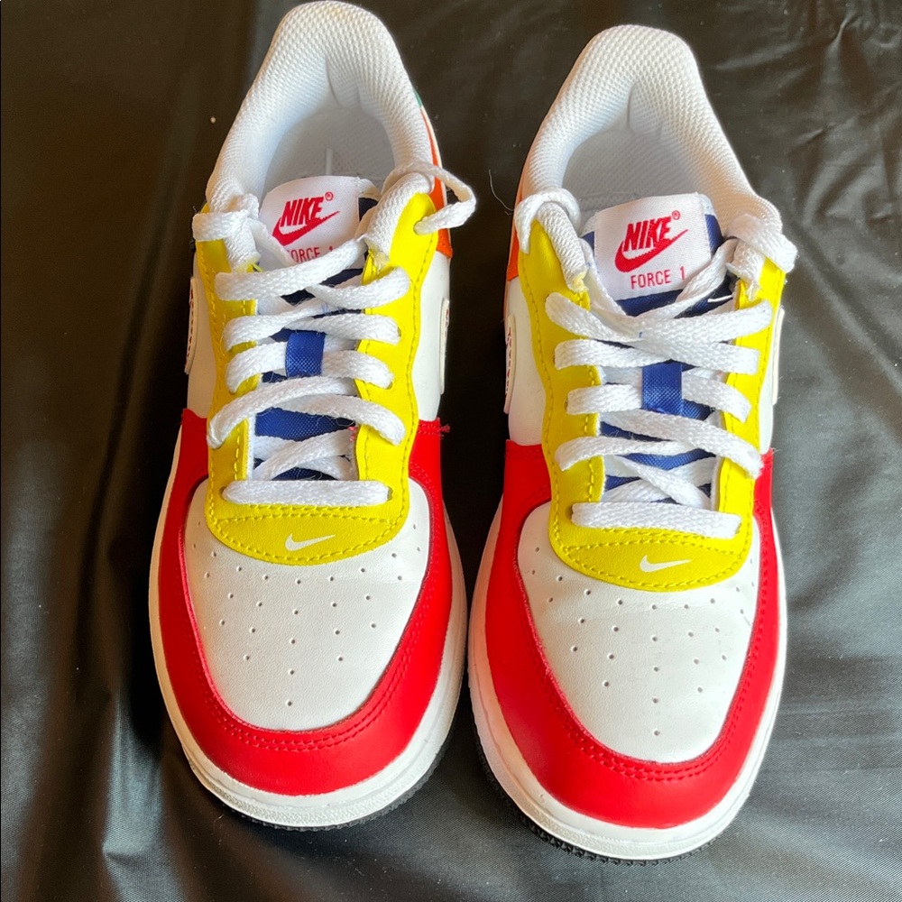 Nike Air Force 1 Kids' Red, Yellow, blue, green, orange and White Sneakers